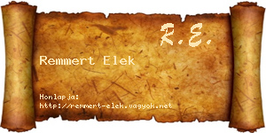 Remmert Elek névjegykártya